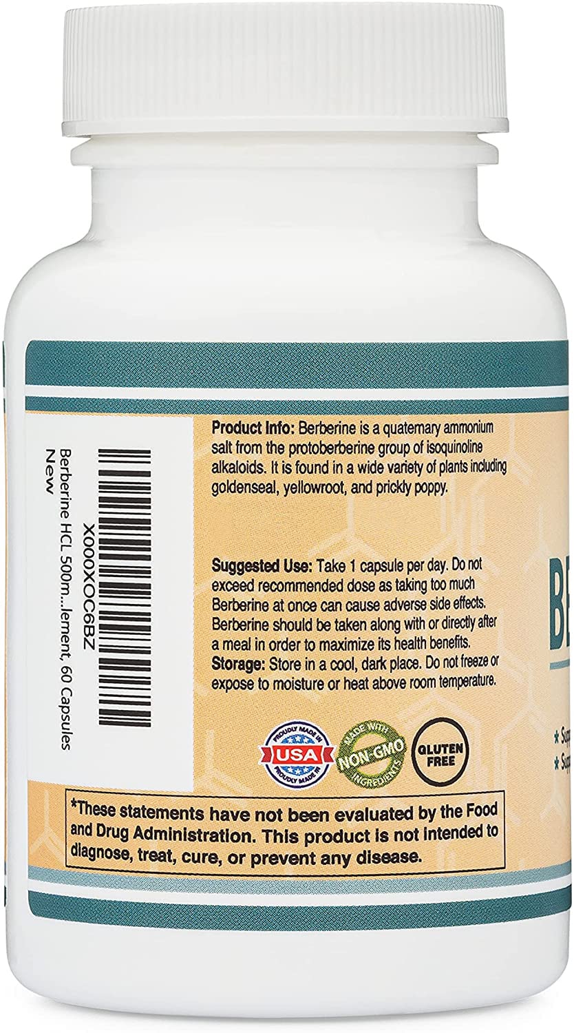 Double Wood Supplements Berberine 500mg, 60 Count