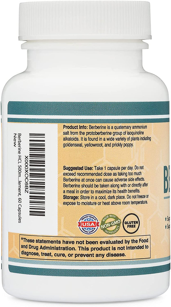 Double Wood Supplements Berberine 500mg, 60 Count