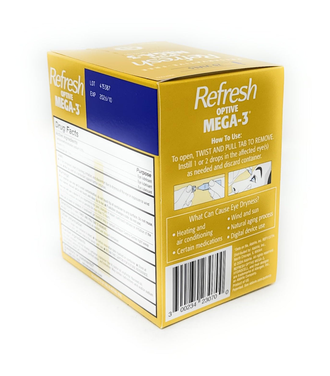 Refresh Optive Mega-3 Lubricant Eye Drops, 70 Count