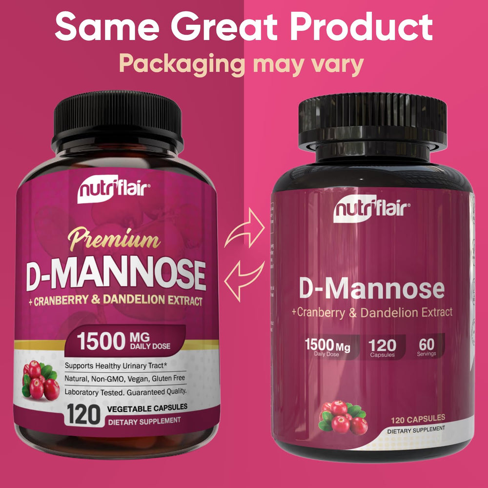 NutriFlair D-Mannose Capsules, 1500 mg, 120 Count