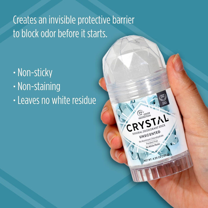 Crystal Essence Deodorant Stick, Unscented, 4.25 oz