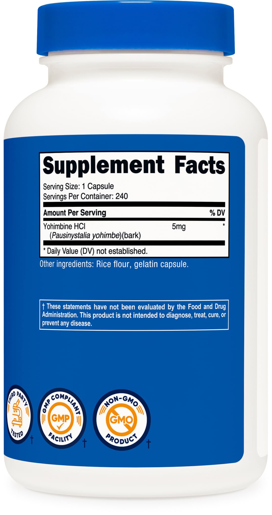 Nutricost Yohimbine HCl Capsules, 5 mg, 240 Count