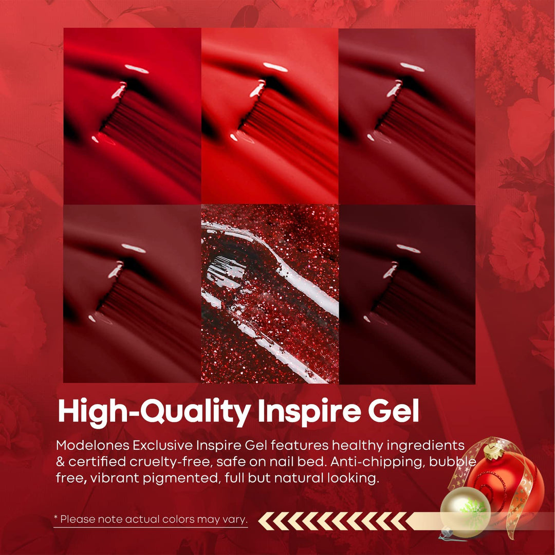modelones Gel Nail Polish Set, Red, 6 Count