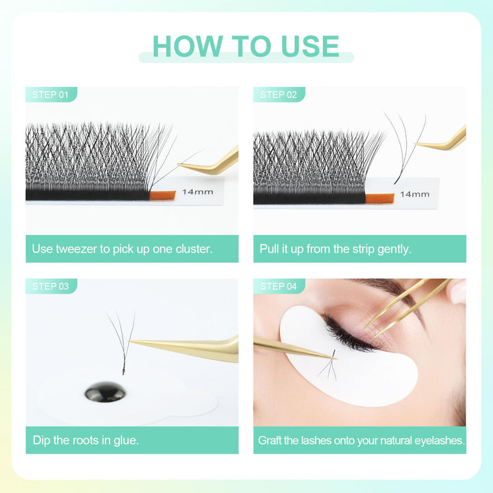NAGARAKU 3D Lash W Premade Fans Volume Lash Extension, 0.07mm D Curl, 8-15mm Mix