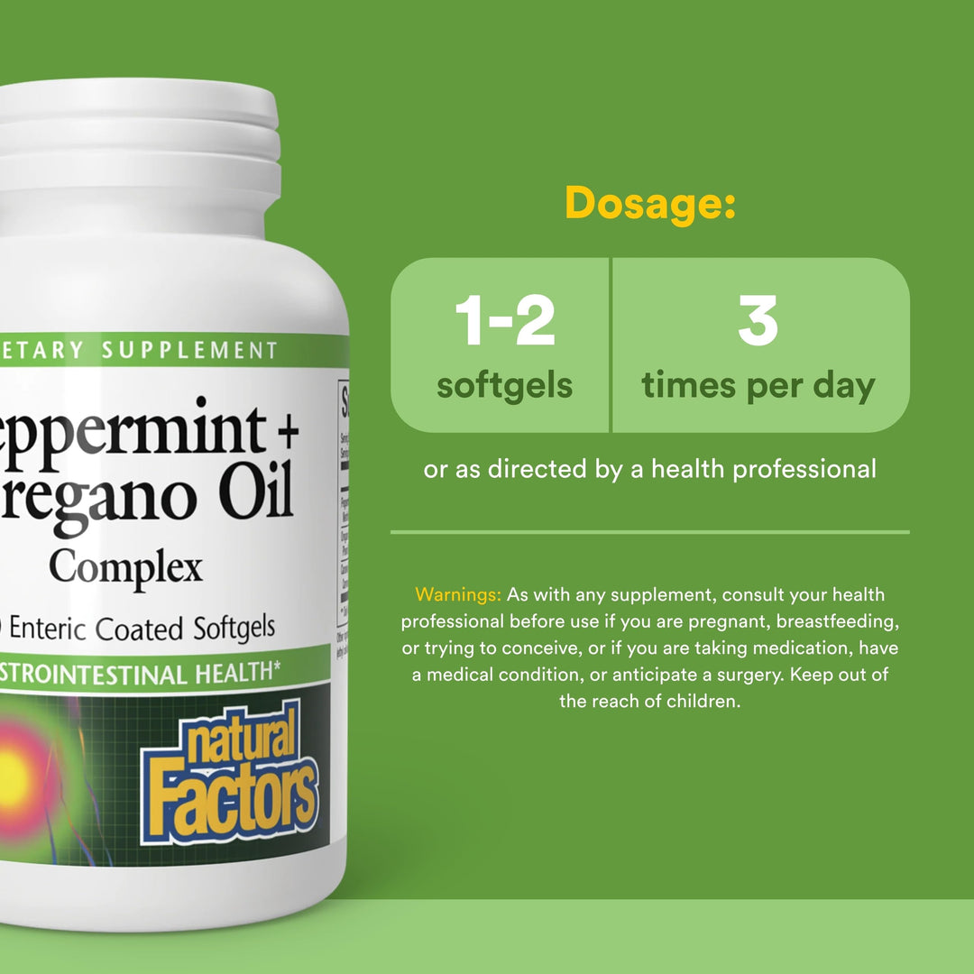Natural Factors Peppermint & Oregano Oil Complex, 60 Count