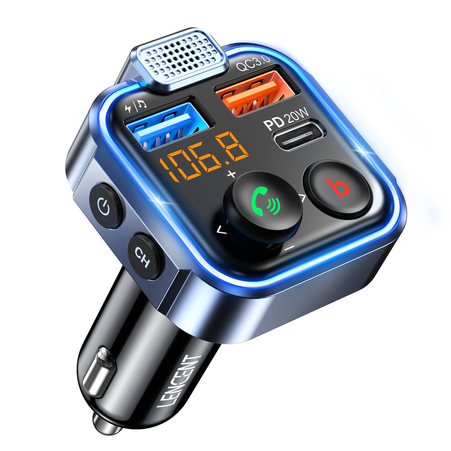 LENCENT Car FM Transmitter, Bluetooth 5.3 Radio Adapter Car Kit