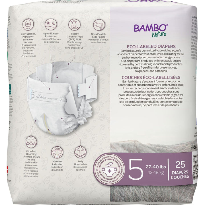 Bambo Nature Premium Eco-Friendly Baby Diapers, Size 5, 25 Count