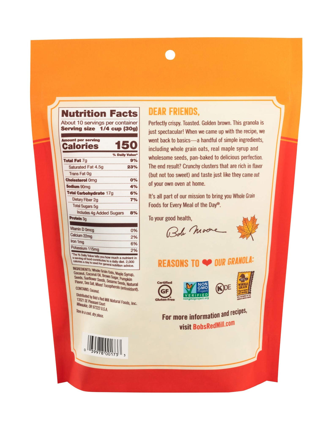 Bob's Red Mill Granola, Maple Sea Salt, 312 g