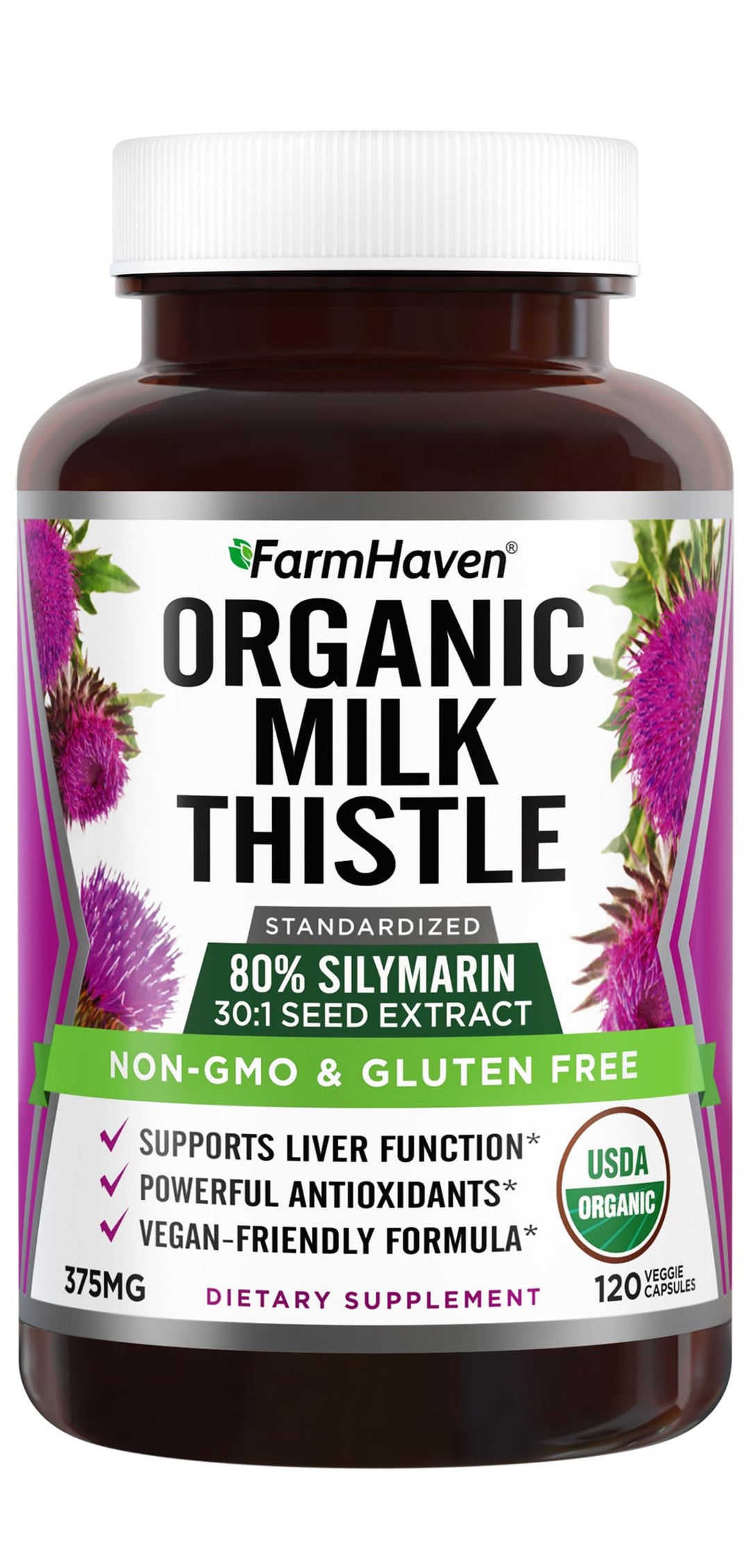 FarmHaven Milk Thistle Capsules, 11250 mg, 120 Count