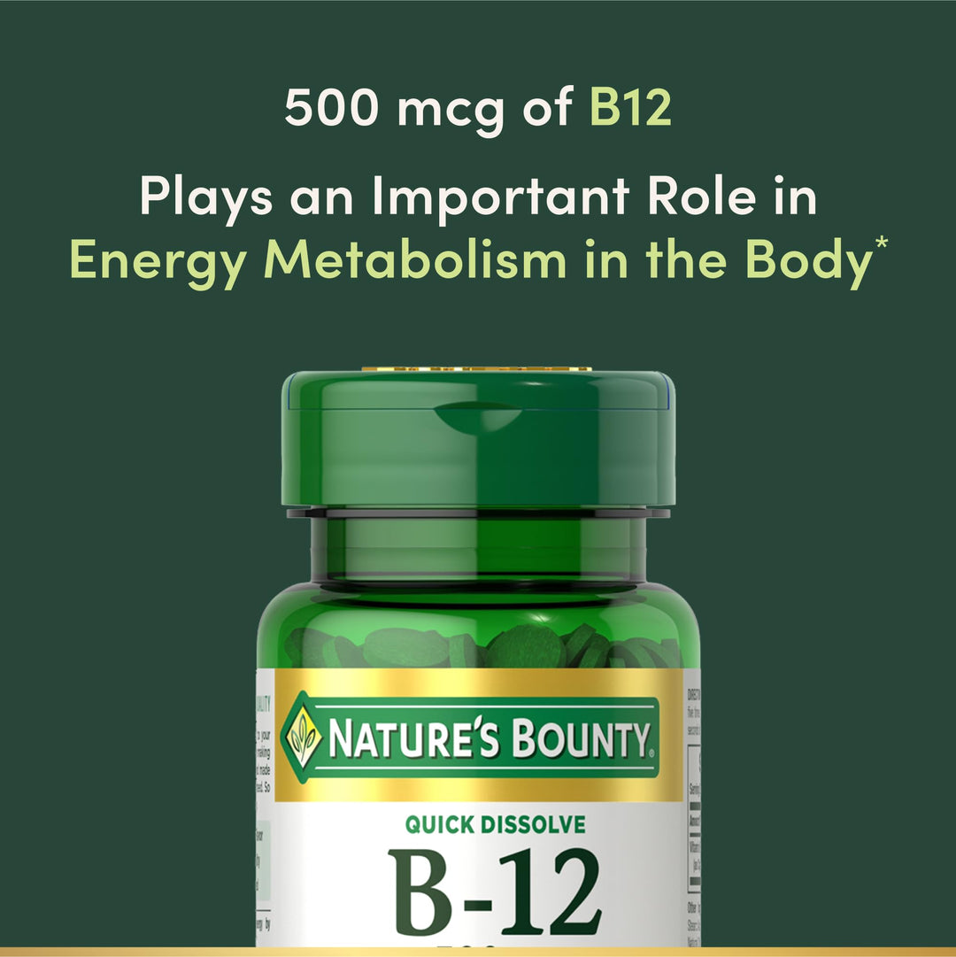 Nature's Bounty Vitamin B12 Supplement, 500 mcg, 100 Count