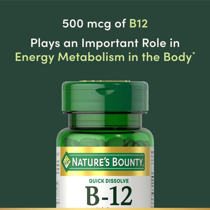 Nature's Bounty Vitamin B12 Supplement, 500 mcg, 100 Count