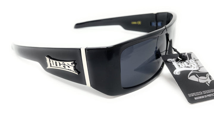 Locs Hard Core Cholo Gangster Square Rectangular Mad Dog Sunglasses, Black
