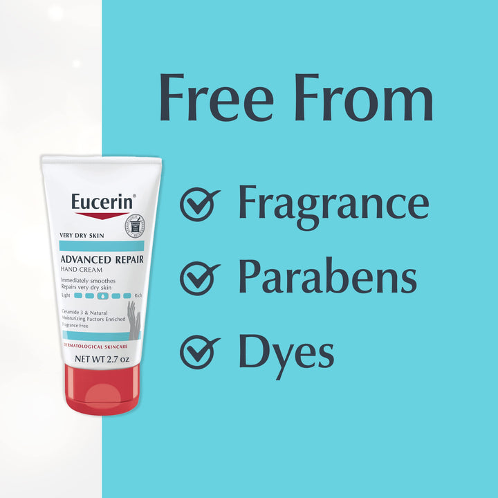Eucerin Advanced Repair Hand Creme, Unscented, 2.7 oz