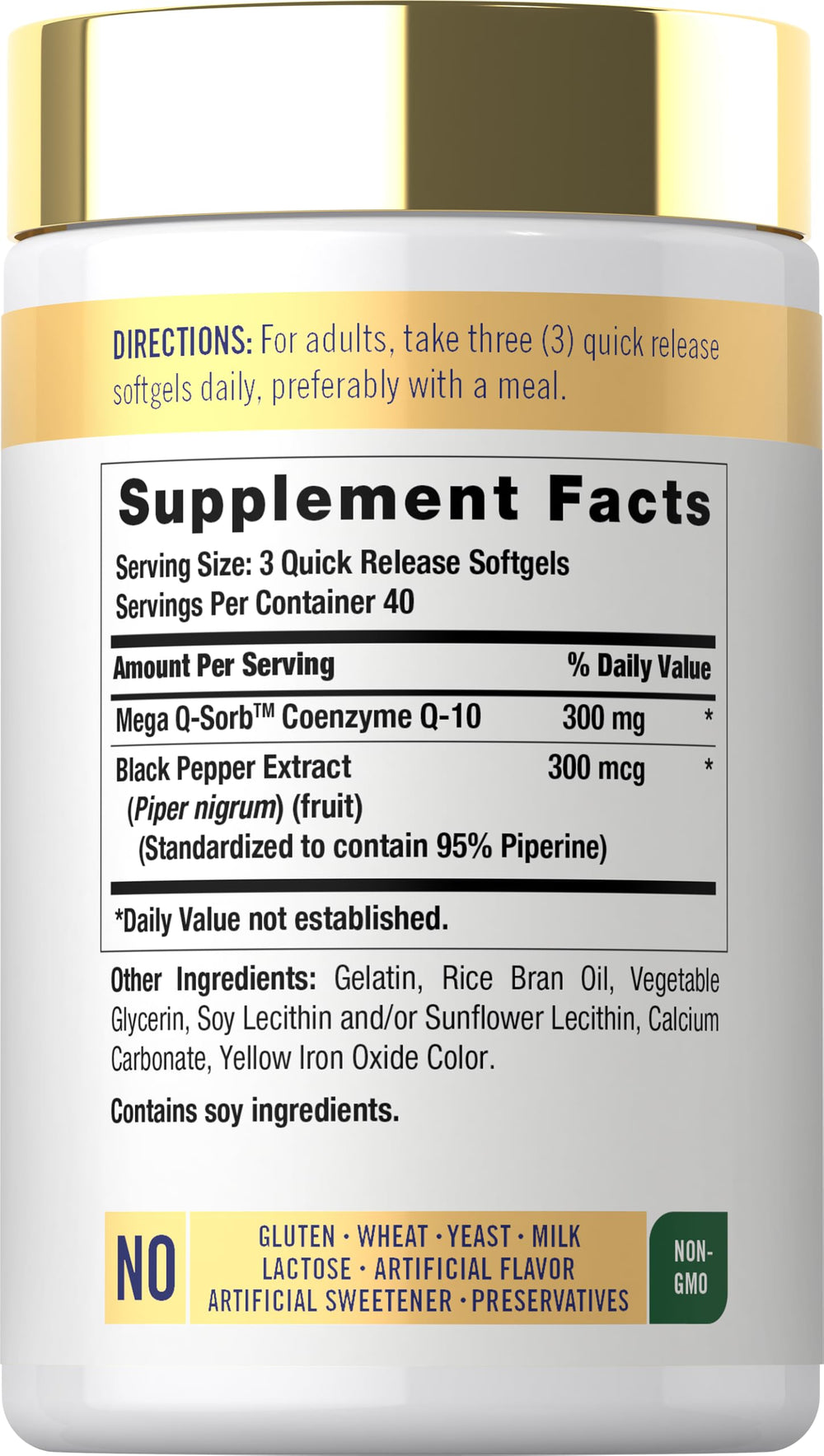 Carlyle CoQ-Sorb Coenzyme Q-10 Softgels, 300 mg, 120 Count