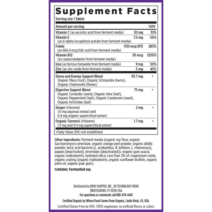 New Chapter Iron Supplement, Whole-Food Fermented, 60 Count