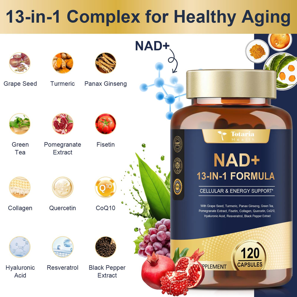 Totaria NAD Supplement with Nicotinamide Riboside Resveratrol Quercetin and Betaine