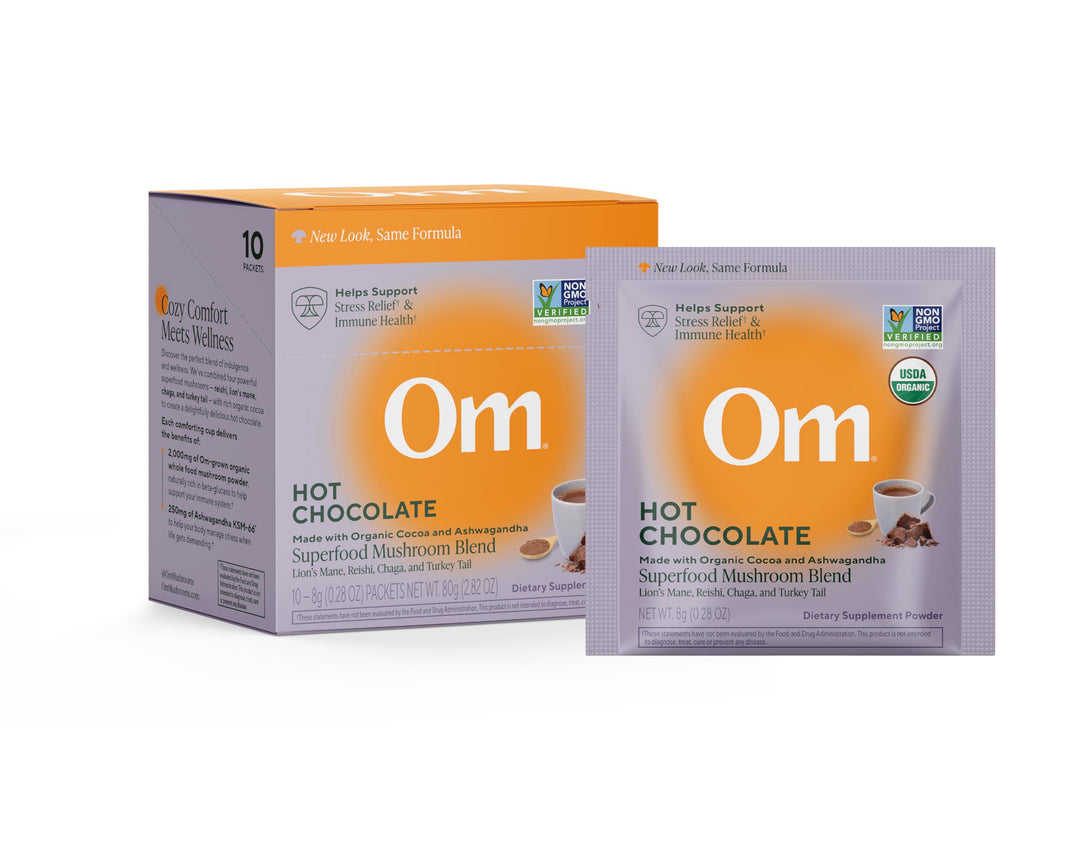 OM Mushroom Superfood Hot Chocolate Blend Mushroom Powder, Dutch Cocoa, 10 Count