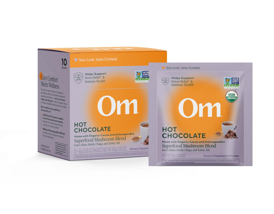 OM Mushroom Superfood Hot Chocolate Blend Mushroom Powder, Dutch Cocoa, 10 Count