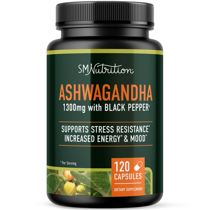 SMNutrition Ashwagandha Root Extract Supplement, 1300 mg, 120 Count