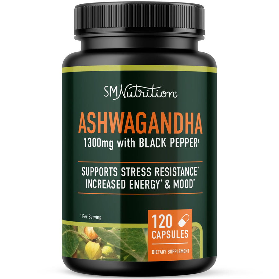 SMNutrition Ashwagandha Root Extract Supplement, 1300 mg, 120 Count
