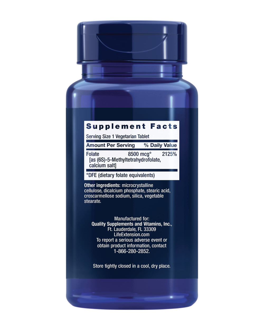 Life Extension Optimized Folate, High Potency, 8500 mcg, 30 Count
