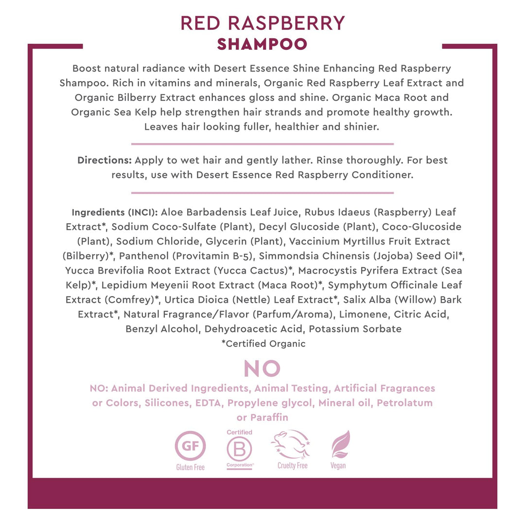 Desert Essence Red Raspberry Shampoo, 8 fl oz