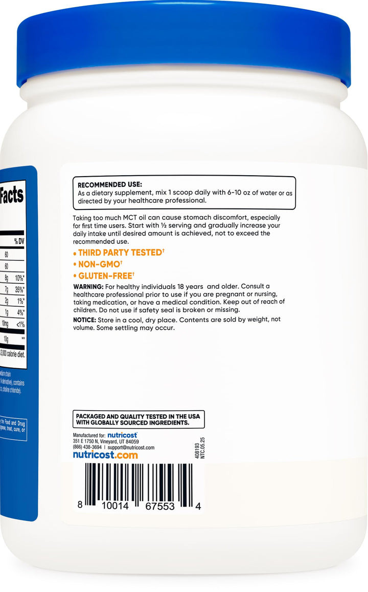 Nutricost C8 MCT Oil Powder, 1 lb