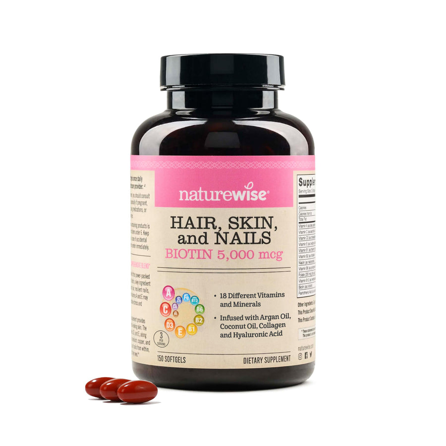 NatureWise Hair Skin and Nails Vitamin, Biotin 5000mcg, 150 Count