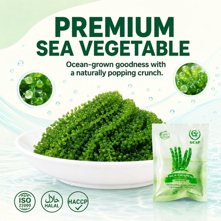GCAP Sea Grapes Dehydrated Seaweed, Green Caviar, 6 Count