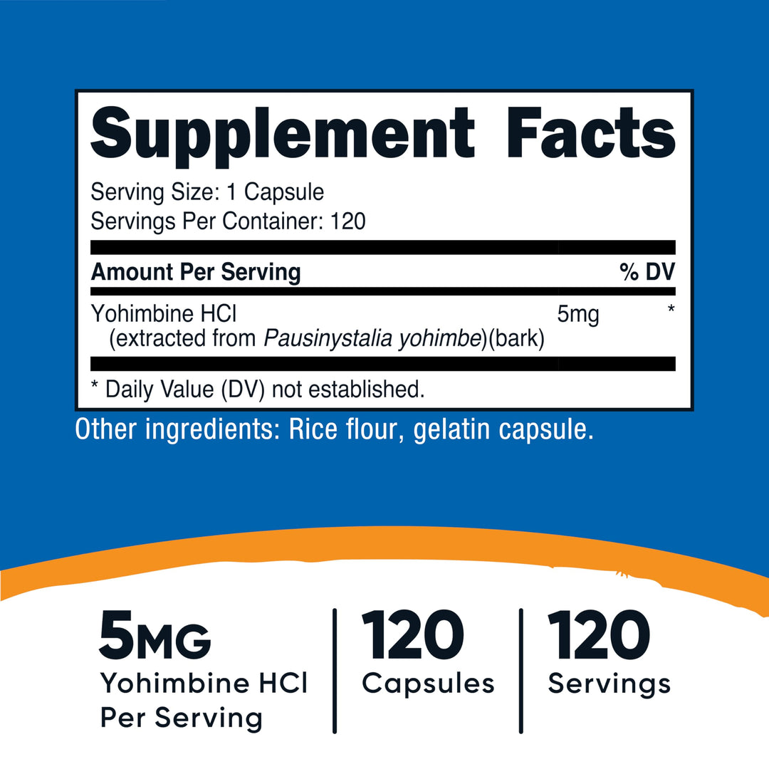 Nutricost Yohimbine HCl, 5 mg, 120 Count