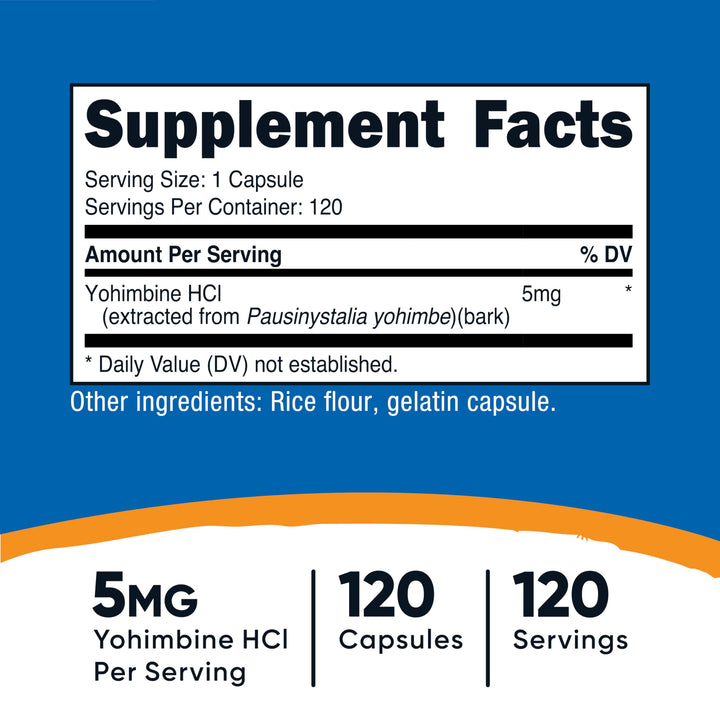 Nutricost Yohimbine HCl, 5 mg, 120 Count