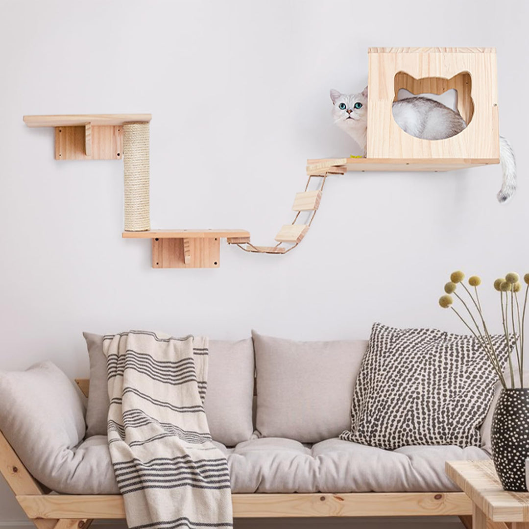 Yehnna Cat Wall Shelves and Perches Set, 5 Count