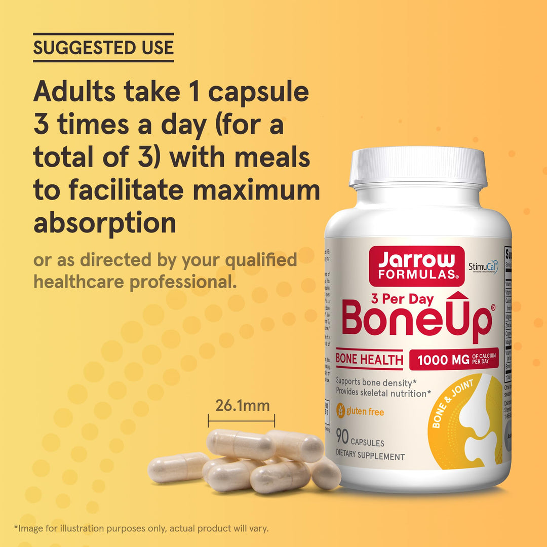Jarrow Formulas BoneUp Three Per Day, Vitamin D3 and Calcium, 90 Count