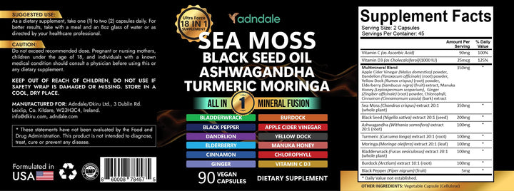 Adndale Sea Moss Capsules, 90 Count