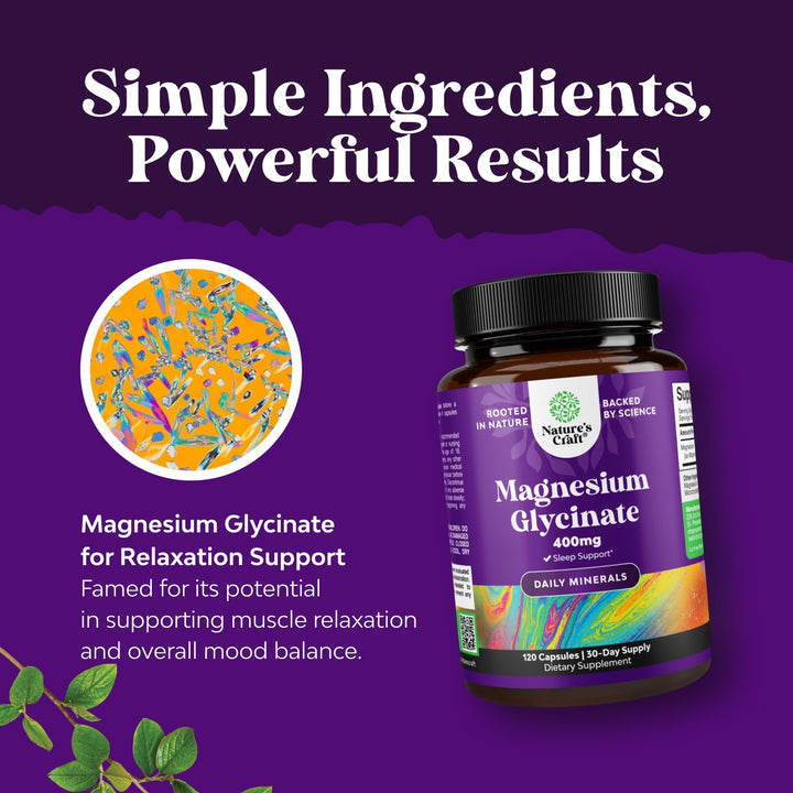Natures Craft Magnesium Glycinate 400 mg Capsules, 120 Count