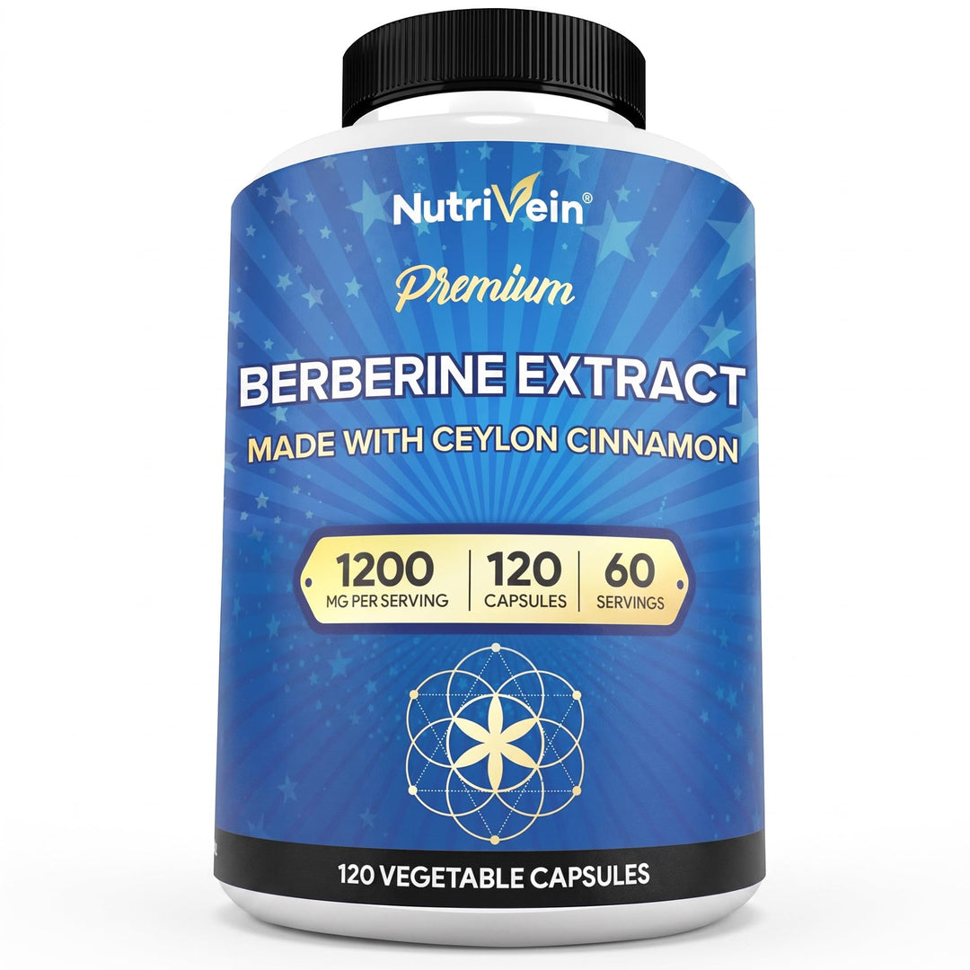 Nutrivein Berberine HCL Supplement, 1200 mg, 120 Count