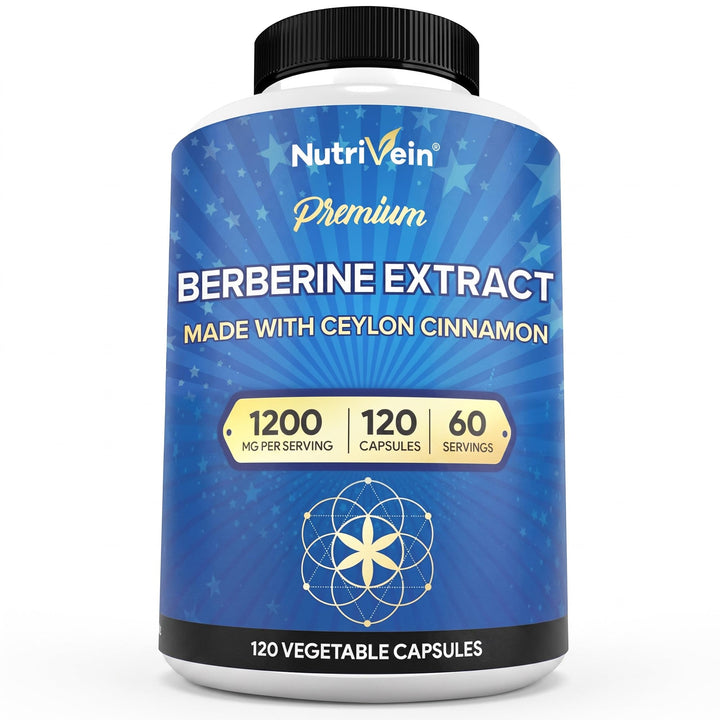 Nutrivein Berberine HCL Supplement, 1200 mg, 120 Count