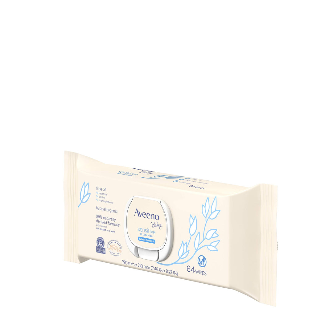 Aveeno Baby Sensitive All Over Wipes, 64 Count