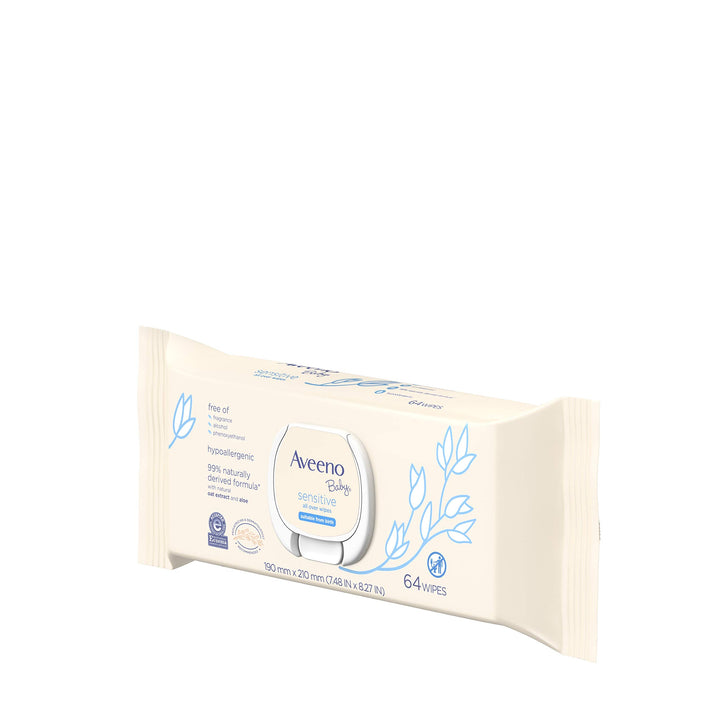 Aveeno Baby Sensitive All Over Wipes, 64 Count