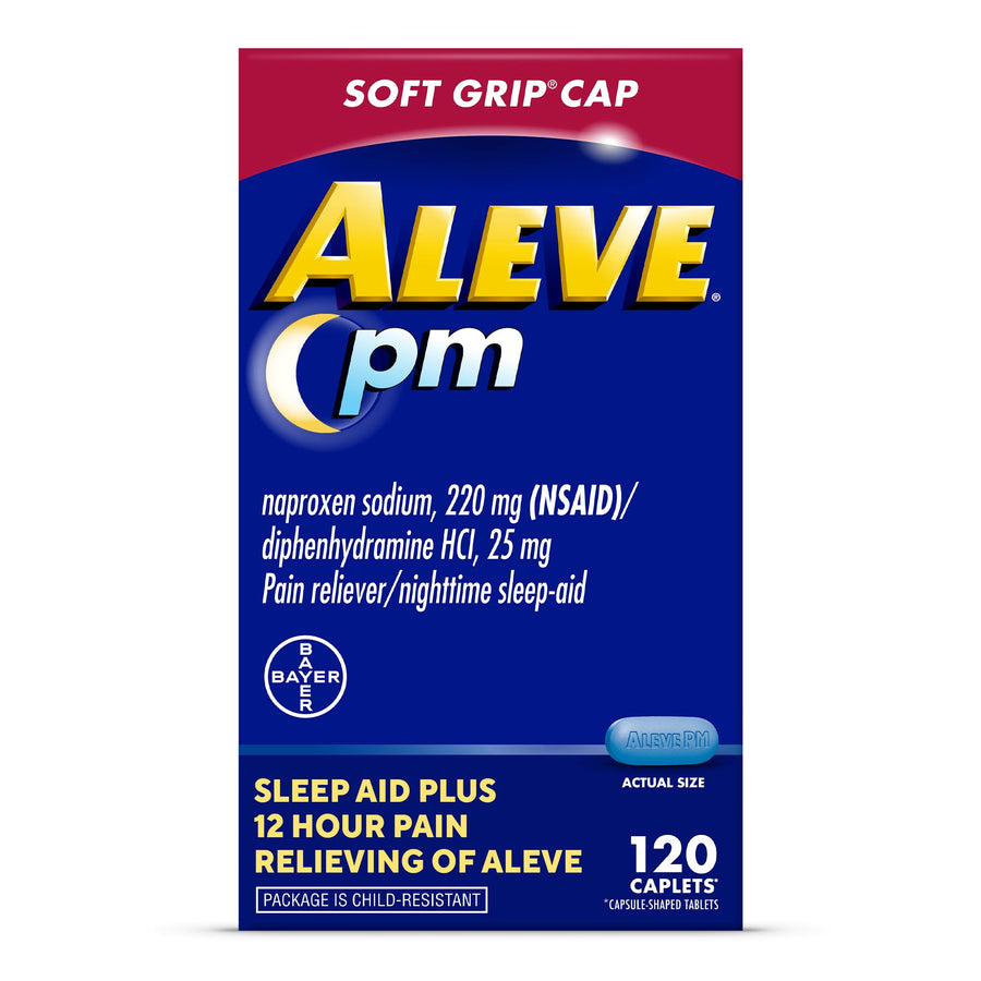 Aleve PM Sleep Aid Plus Pain Reliever Caplets, Nighttime, 120 Count