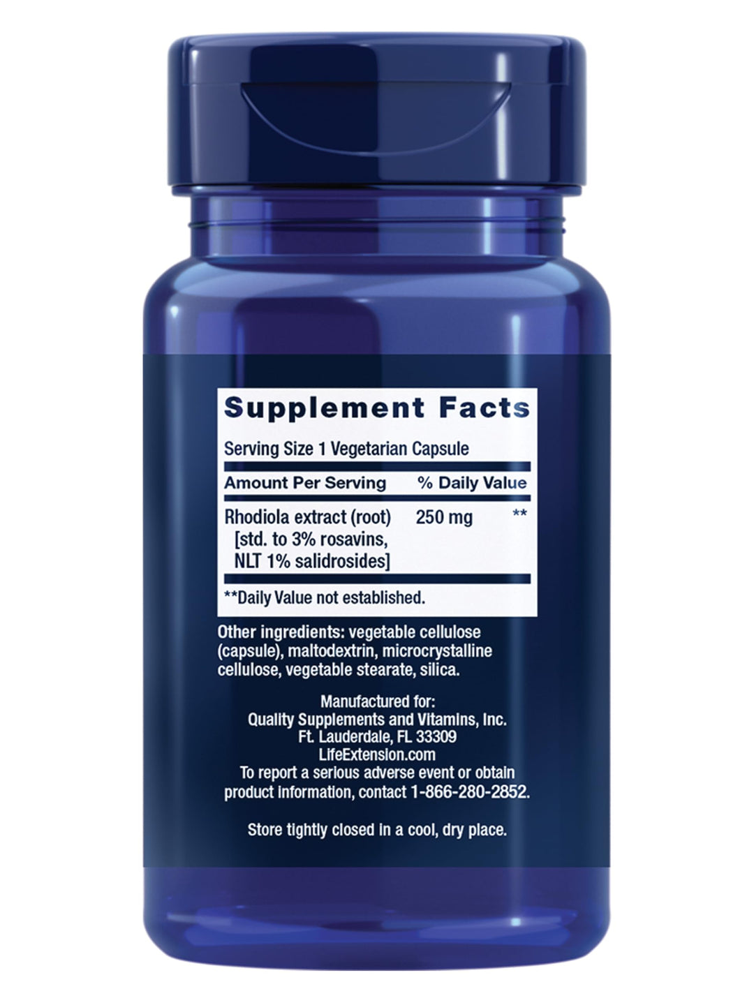 Life Extension Rhodiola Extract, 250 mg, 60 Count