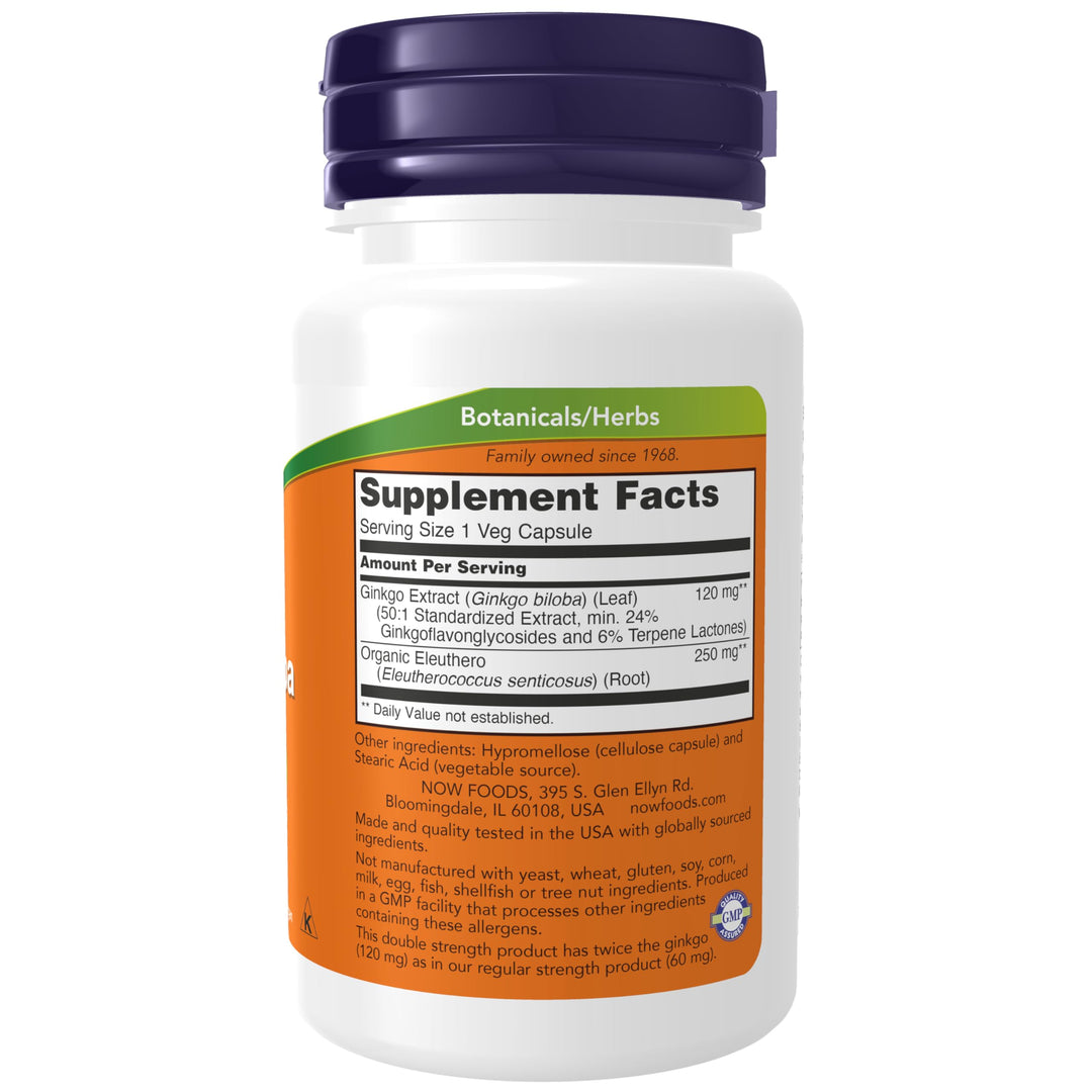 NOW Ginkgo Biloba 120 mg, Double Strength, 50 Count