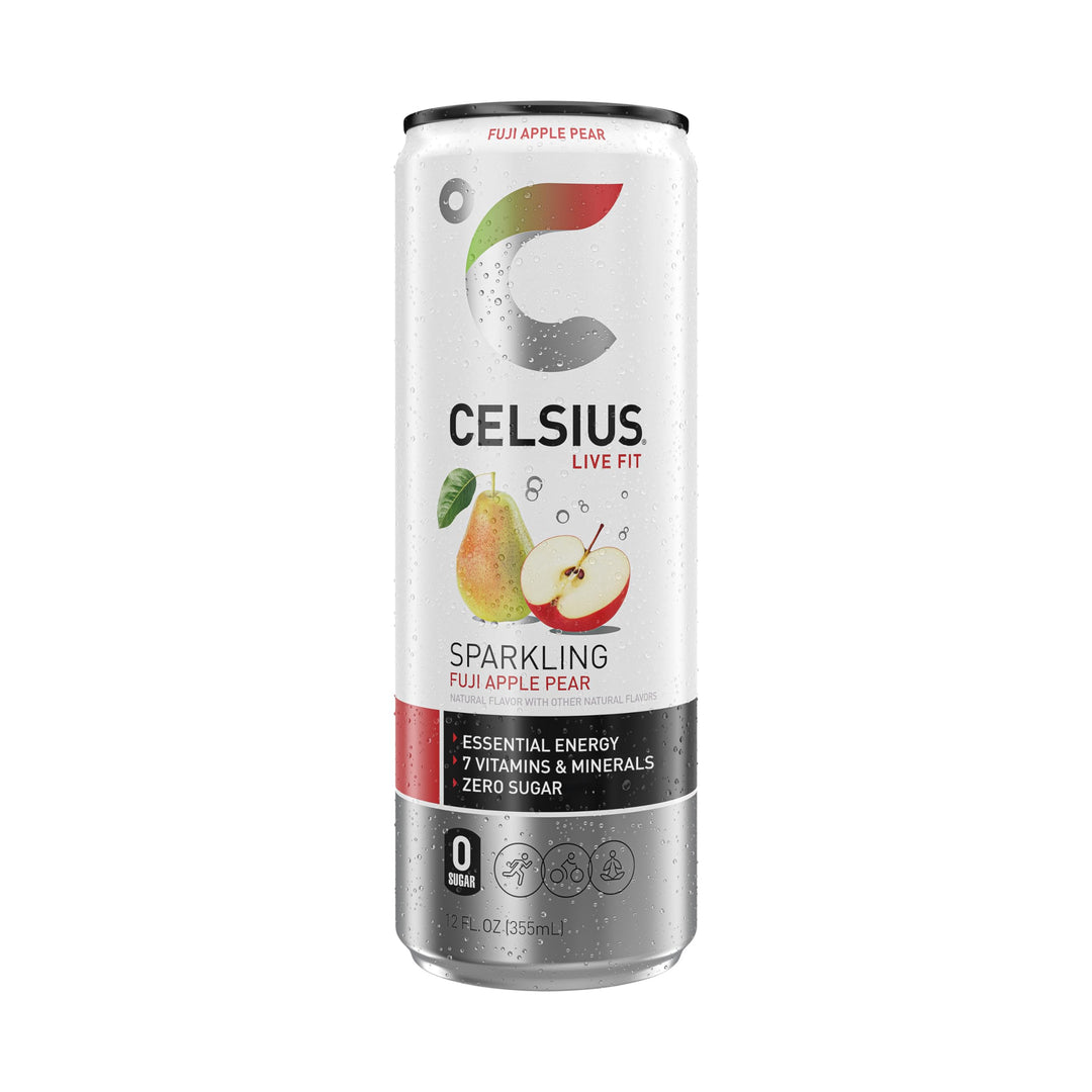 CELSIUS Sparkling Energy Drink, Fuji Apple Pear, 12 fl oz, 12 Count