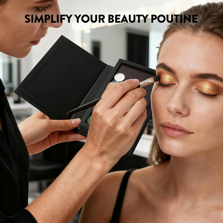 SZDYM Empty Magnetic Palette Book, Black PU Leather, 4 Layers