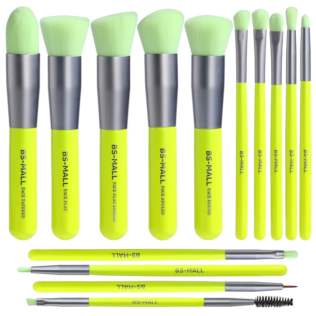 BS-MALL Makeup Brush Set, Green, 14 Count