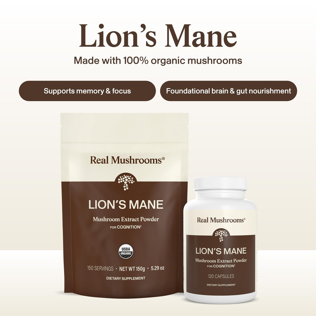 Visit the Real Mushrooms Store Lion's Mane Cognition Capsules, 120 Count