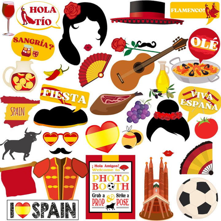 Htabiol Spanish Photo Booth Props, 37 Count