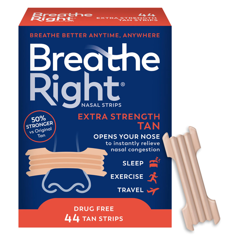 Breathe Right Nasal Strips, Extra Strength, Tan, 44 Count