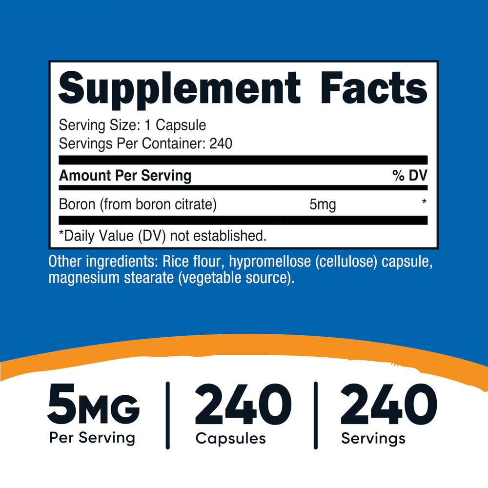Nutricost Boron Capsules, 5 mg, 240 Count