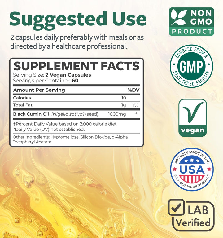 Black Seed Oil Softgel Capsules, 500 mg, 120 Count